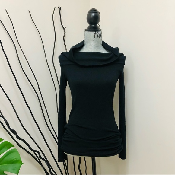 Zara Off Shoulder Mini Black Dress Knit Top Longsleeves - Picture 5 of 9